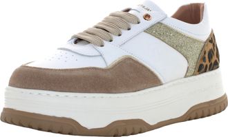 Janet & Janet Womens Cappuccino Leather Sneakers, cappuccino, 5 UK