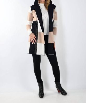 Frank Lyman Design Knit Cover-Up Cardigan In Black / Beige