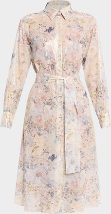 Golden Goose Journey Sequined Floral Midi Shirtdress