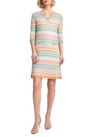Misook Pointelle Zigzag Knit Shift Dress in Green Multi at Nordstrom Rack, Size Xx-Large