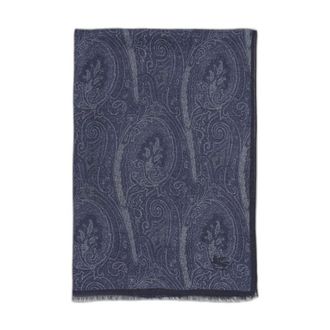 Etro Accessoires, Heren, Blauw, ONE Size, Paisley Jacquard Sjaal