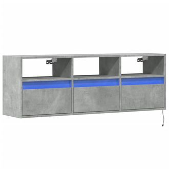 Berkfield Home TV Wall Cabinet with LED Lights Concrete Grey 130x31x45 cm | Size: 130 x 31 x 45 cm