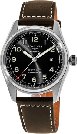 Longines Spirit Automatic Black Dial Leather Strap Mens Watch L3.810.4.53.0