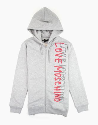 Love Moschino Mens Love Moschino Overlap Script Logo Zip Up Hoodie Grey - Size: 35/34/32/40