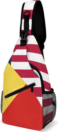 Generic U.s. And Congo Flag Mens Shoulder Bags Sling Crossbody Backpack Travel Hiking Chest Bag with Small Side 38x20cm