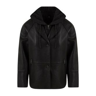 The Jackie Leathers Giacca in pelle plong&eacute;e Sun-Bonded - - Jackets - Donna - Nero - 3XL