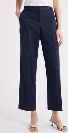 Anne Klein Stripe Straight Leg Ankle Pants in Distant Mountain/Black at Nordstrom, Size 10