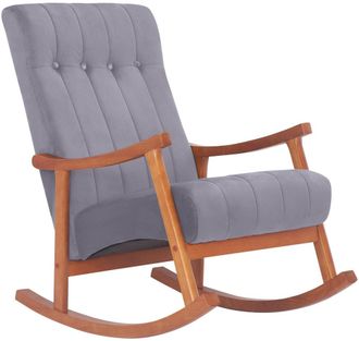 Clp Mecedora con base de madera y asiento en Terciopelo Nogal/gris