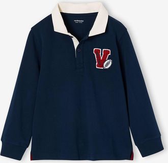 Vertbaudet Jungen Langarm-Poloshirt mit Twillkragen marine
