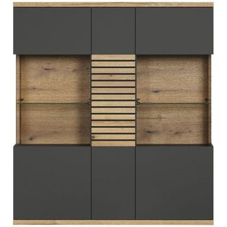 ebuy24 Buffet haut vitré 3 portes L131 cm - NORRIS