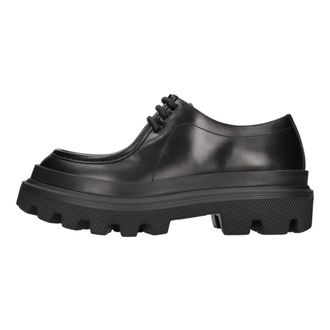 Dolce & Gabbana Leren Enkellaarsjes - Heren - Veterschoenen - Zwart - 45 EU - Leer - Schoenen