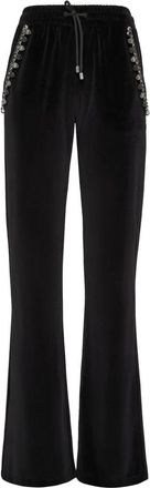 Philipp Plein Velvet Jogging Broek Crystal Chain - Dames - Sweatpants - Zwart - XS - Katoen - Broeken