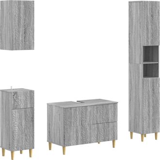 vidaXL Juego De Armarios De Ba&ntilde;o De 4 Piezas Delft Sonoma Gris Vidaxl