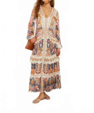 Farm Rio Sea Garden Ruffled Midi Dress In Off White