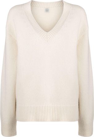 Toteme V-Neck wool-cashmere jumper - women - Fabric - M - Neutrals