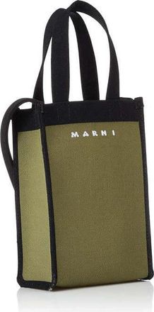 Marni Logo Knit Crossbody Tote Bag Green >