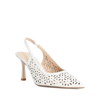 Dune London Womens Ladies Corfu - Laser Cut Leather Sling-Back Heels - White - Size UK 3