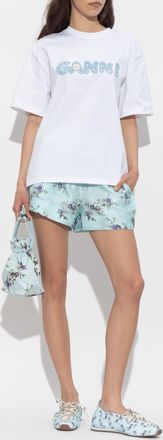 Ganni Silk Shorts, Womens, Blue