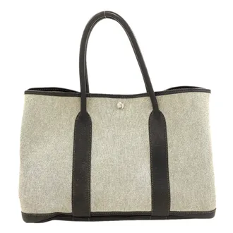Herm&egrave;s Black Gray Toile H Tote Bag (Pre-Owned)