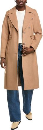 Kenneth Cole Military Long Wool-Blend Coat
