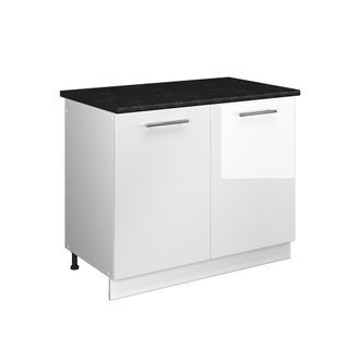 Vicco Mueble Bajo Para Fregadero Fame-line, Blanco Alto Brillo/blanco, 100 Cm, Et Antracita, Vicco