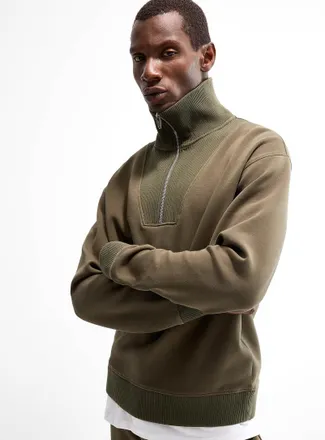 Le 31 Mens Zipped funnel-neck sweatshirt Comfort fit