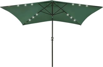 vidaXL Sombrilla De Jard&iacute;n Con Led Y Palo De Acero Verde 2x3 M Vidaxl