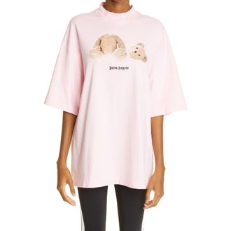 Palm Angels Womens Headless Bear Oversize Cotton Graphic Tee in Almond Blossom Brown at Nordstrom, Size Medium