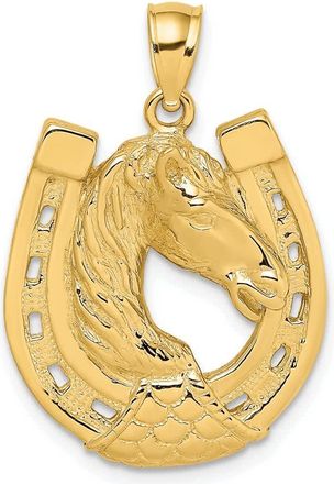 Diamond2Deal 10k Yellow Gold Polished Engraved Horse Head In Shoe Charm