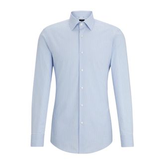HUGO BOSS Gestreept katoenen overhemd - Heren - Zakelijke Overhemden - Veelkleurig - 2XS - Katoen - Overhemden