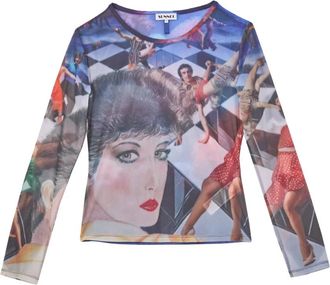 Sunnei Grafische Print Doorschijnende Longsleeve Top - Dames - Longsleeves - Veelkleurig - M - Tops