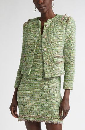 St. John Arden Metallic Tweed Jacket in Jade/Light Jade Multi at Nordstrom, Size 10