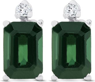 Pompeii3 1 1/3ct Green Tourmaline Diamond Studs 14K White Gold