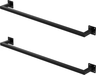 ML Design Ml-design - 2x Percheros De Pared 90x12cm Negro Acero Inoxidable Para Vestidor O Armario Barra De Almacenamiento Hasta 50kg Perchero Para Ropa Toallas