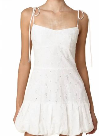 Olivaceous Charis Mini Bubble Dress In White