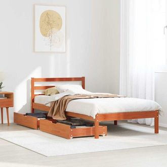vidaXL Estructura De Cama Sin Colch&oacute;n Madera Maciza Marr&oacute;n 90x190 Cm Vidaxl