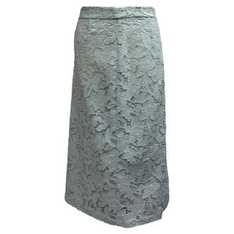 Zimmermann Pre-owned Womens Lace Detailed Midi Skirt in Mint Green - Size Medium