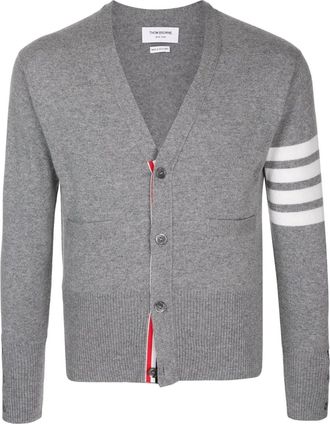 Thom Browne Cardigan con scollo a V con bande - Grigio