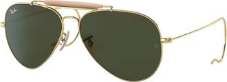 Ray-Ban Womens Outdoorsman Aviator Sunglasses In Gold, Green Lens