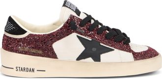 Golden Goose Womens Sneakers Stardan Leather Glitter Cream-Black-White-Beige Trainers Cream/black/white/beige