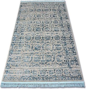 RugsX Rugsx - Carpet acrylic manyas 193AA Grey/Blue fringe blue 80x300 cm
