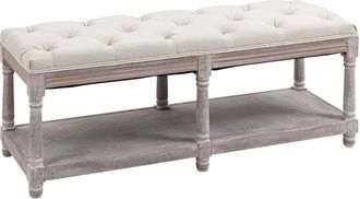 HOMCOM Shoe Rack Bench w/ Button Tufted Seat Cushion for Living Room Hallway Bedroom Cream