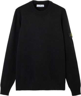 Stone Island Trui met Ronde Hals en Omgekeerde Steekdetails - Heren - Ronde hals truien - Zwart - XL - Wol - Truien & Vesten