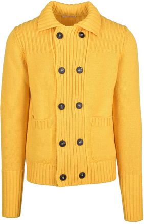 KANGRA Dubbelbreasted wollen vest - Heren - Vesten - Geel - L - Wol - Truien & Vesten