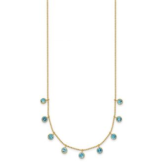 Diamond2Deal 14k Yellow Gold Blue Topaz Pendant Necklace