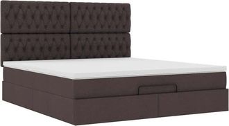 vidaXL Estructura Cama Otomana Colch&oacute;n Tela Marr&oacute;n Oscuro 160x200 Cm Vidaxl