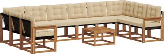 vidaXL Set Di Divani Da Esterno 11 Pz Naturale E Beige Vidaxl