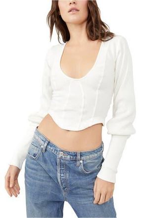 Free People Petra U-Neck Cotton Blend Crop Top in Bright White at Nordstrom Rack, Size Medium