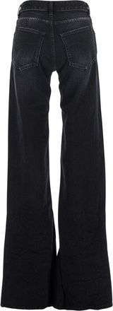 Balenciaga Womens Black Wide Leg Jeans With Faded Effect Cotton