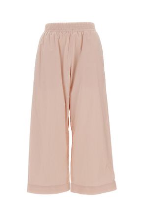 Plan C Wide Cotton Trousers with Adjustable Snap Hem